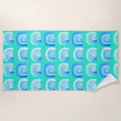 ブルーレインボーレトロターコイズ ビーチタオル (正面)