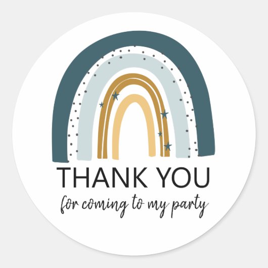 ブルーレインボー誕生日フェイスステッカー ラウンドシール (正面)