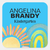 ブルーレインボー&サンスクールキッズラベル スクエアシール (正面)