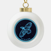 ブルーレイヴン白熱［赤熱］光を放つオンスターズ セラミックボールオーナメント (正面)