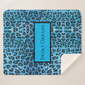 ブルーレオパードフェイクスパークルスウィートドリームシモダンック シェルパブランケット (正面(横))
