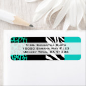 ブルーレオパード&ゼブラアニマルプリント差出人住所 ラベル (インサイチュ)