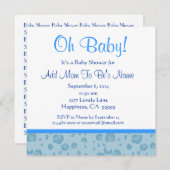 ブルーレオパード·紙吹雪·ボーイ·ベビー·シャワー 招待状 (正面/裏面)