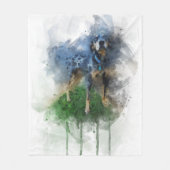 ブルーレオパードCatahoula in水彩画 フリースブランケット (正面)