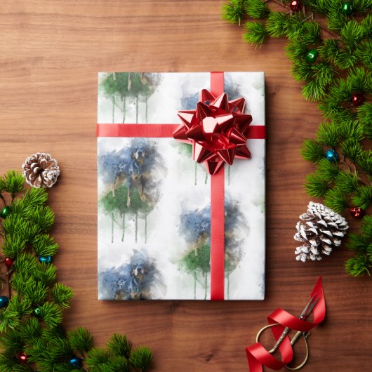 ブルーレオパードCatahoula in水彩画 ラッピングペーパー (クリスマスギフト)