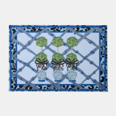 ブルーレオパードChinoiserie Ginger Jar ドアマット (正面)