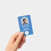 ブルーレザーと従業員の写真とロゴ バッジ (手持ち)