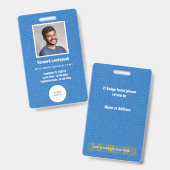 ブルーレザーと従業員の写真とロゴ バッジ (表裏)