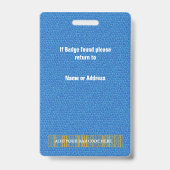 ブルーレザーと従業員の写真とロゴ バッジ (裏面)