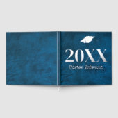 ブルーレザーの卒業用銀箔 ゲストブック (全面)