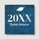 ブルーレザーの卒業用銀箔 ゲストブック (正面)