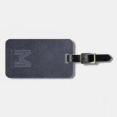 ブルーレザーはっきりしたモノグラ男らしム ラゲッジタグ (正面横)