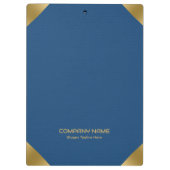 ブルーレザーイメージプリント(金ゴールドアクセント付) クリップボード (裏面)