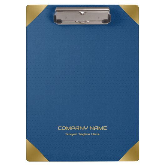 ブルーレザーイメージプリント(金ゴールドアクセント付) クリップボード (正面)