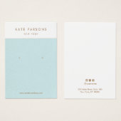 ブルーレザーイヤリングジュエリー表示カード (正面&裏面)