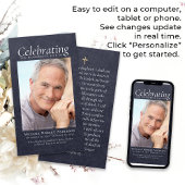 ブルーレザークロスフォトメモリアル祈りの言葉カード