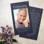 ブルーレザークロスフォトメモリアル祈りの言葉カード