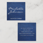 ブルーレザーテクスチャ背景 スクエア名刺 (正面/裏面)