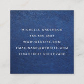 ブルーレザーテクスチャ背景 スクエア名刺 (裏面)
