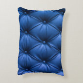 ブルーレザーテクスチャ:ラグジュアリーな背景 アクセントクッション (裏面(縦))