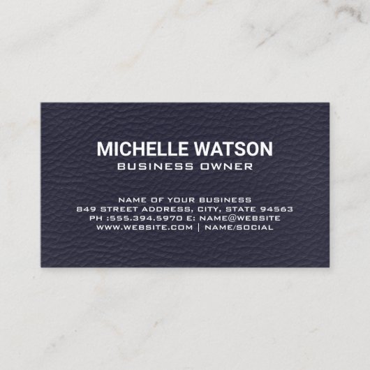 ブルーレザーテクスチャ 名刺 (正面)