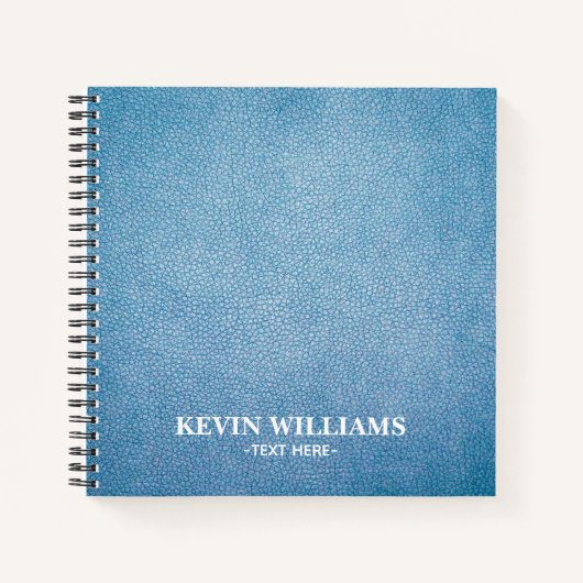 ブルーレザーパーソナライズされたテクスフェイクチャデザイン ノートブック (正面)