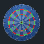 ブルーレザーフェイクテクスチャ ダーツボード<br><div class="desc">赤モダンと緑のアクセントをフェイク持つ青いレザーのテクスチャープリントを持つトレンディーデザイン。</div>