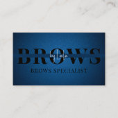 ブルーレザーブロータイポグラフィ眉毛サロン写真 名刺 (正面)