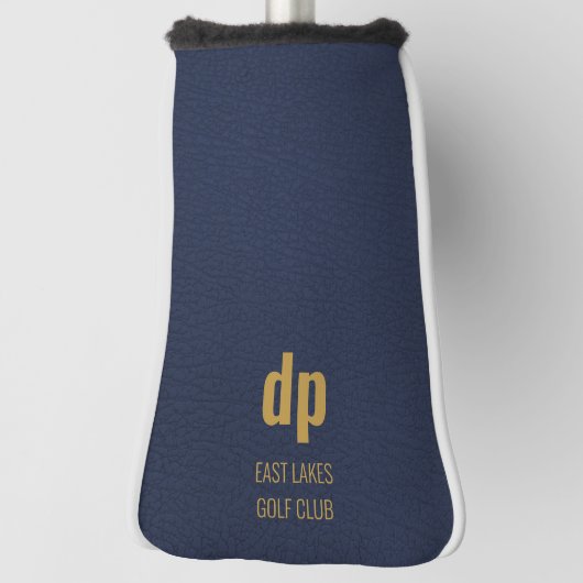 ブルーレザールックモノグラム名前をカスタムするパター ゴルフヘッドカバー (回転90)