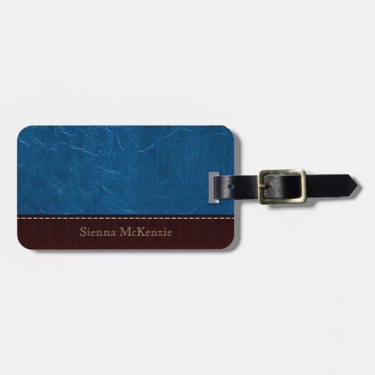 ブルーレザールック ラゲッジタグ (正面横)