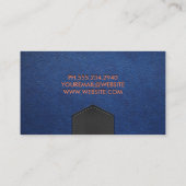 ブルーレザー縫いフラップ | エンボスレタリング 名刺 (裏面)