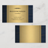 ブルーレザー金ゴールドメタリック名刺 名刺 (正面/裏面)