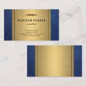 ブルーレザー金ゴールドメタル 名刺 (正面/裏面)