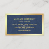 ブルーレザー金ゴールドヴァイオリン音楽先生バイオリニスト 名刺 (裏面)