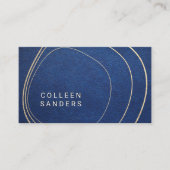 ブルーレザー |金ゴールド芸術的行 名刺 (正面)