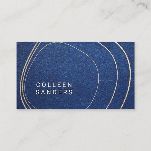 ブルーレザー |金ゴールド芸術的行 名刺 (正面)