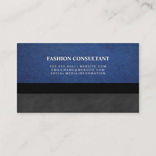 ブルーレザー |黒いテクスチャ 名刺 (裏面)