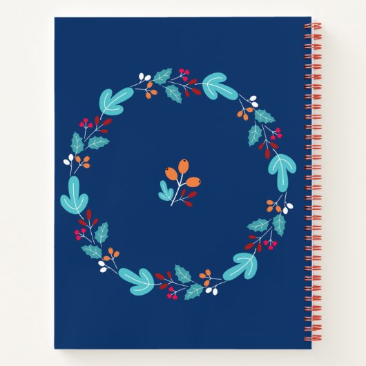 ブルーレシピクックブックホリデー格言フローラリース ノートブック (裏面)