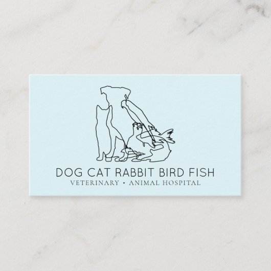 ブルーレスキュー獣犬猫魚うさぎ鳥 名刺 (正面)