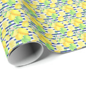 ブルーレストライプのモンパターン ラッピングペーパー (ロールコーナー)