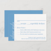 ブルーレスポンスカード、キャロリン結婚式招待状 出欠カード (正面/裏面)