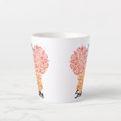 ブルーレッカラフルドオレンジフローラマンダラ カフェラテマグ (正面)