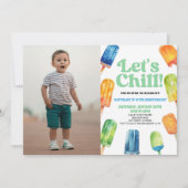 ブルーレッツチルポプシクル写真誕生日パーティー 招待状 (正面)