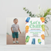 ブルーレッツチルポプシクル写真誕生日パーティー 招待状 (スタンド正面)