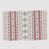 ブルーレッドアステカブラッククリームミックスモチーフ柄 ゴルフタオル (横)