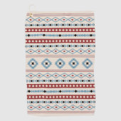 ブルーレッドアステカブラッククリームミックスモチーフ柄 ゴルフタオル (正面)