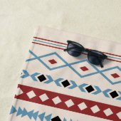 ブルーレッドアステカブラッククリームミックスモチーフ柄 ビーチタオル (インサイチュ)