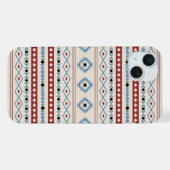 ブルーレッドアステカブラッククリームミックスモチーフ柄 iPhoneケース (裏面横)