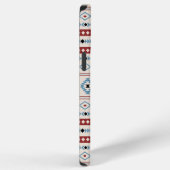 ブルーレッドアステカブラッククリームミックスモチーフ柄 iPhoneケース (右側面)