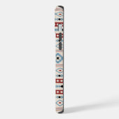 ブルーレッドアステカブラッククリームミックスモチーフ柄 iPhoneケース (左側面)